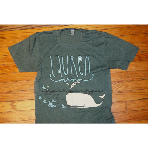 Lauren Mann & The Fairly Odd Folk Over Land & See Whale Womens S Green TShirt - Picture 2 of 6